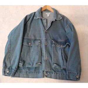 Vtg Forever 21 Womens Oversized Boxy Grunge Denim Boyfriend Jacket Size Small